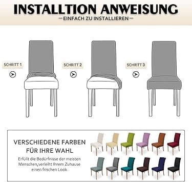 (Beige) Stolkseter 1 stk, Stretch Spisebord Stolkseter
