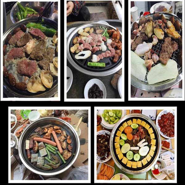 1 stk. rustfritt stål koreansk grillplate rund husholdning