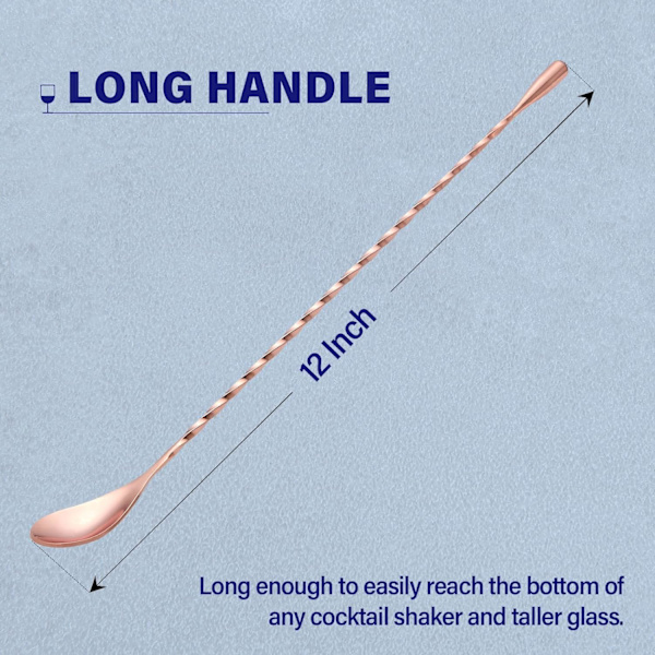 2 st 12 tum Bar Spoon, Långskaftad Blandningsomrörare för Dryck, Roséguld