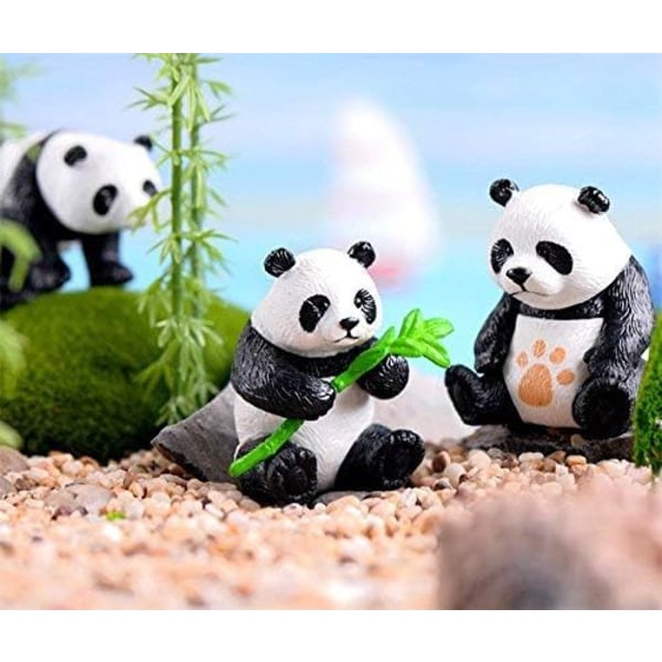 8 stycken Miniatyrträdgårds Djur Dekoration Söta Panda Mini Fairy