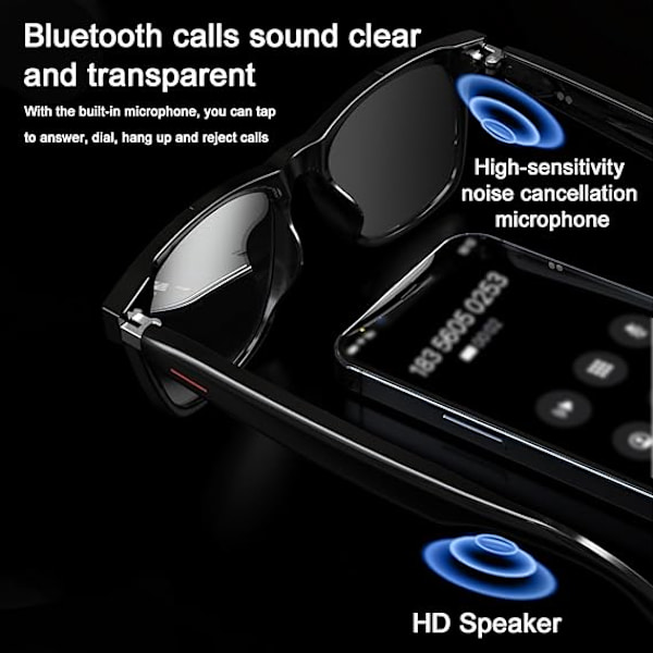 Älylasit Musiikin Kuunteluun, Äly Bluetooth Langattomat Kuuloke Aurinkolasit, Aurinkolasit Naisille & Miehille