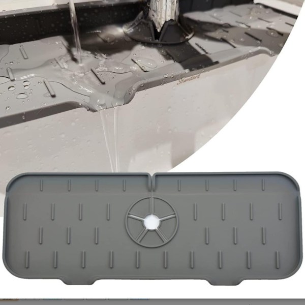 1 stk grå vandhane-splash pad absorberende pad vask anti-spild pad