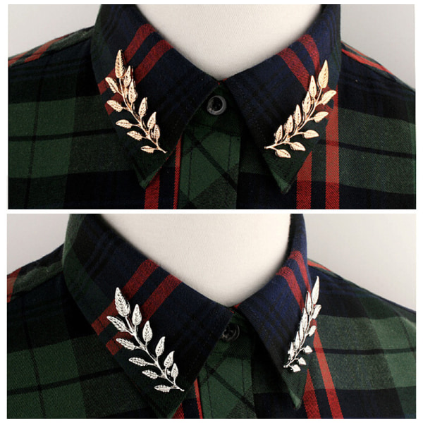 Dressjakke Kragepin Dobbel Gullblader Strikk Brosje Pin Skjorte