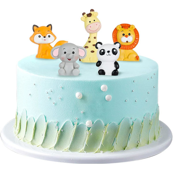 5 stk Sukkerfigurer Dyr Skogen Kake Topper Jungel Dyrehage