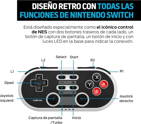 Kompatibel med Nintendo Switch Retro Trådløs Controller med Klassisk Design, Kompatibel med Switch, Switch Lite