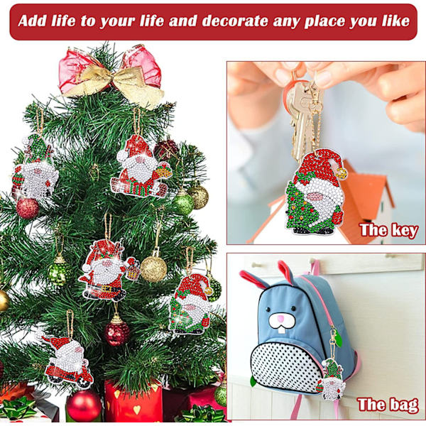 12 DIY diamantmålade nyckelringar, julhängen, jul
