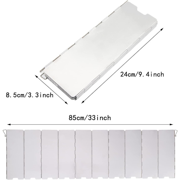 10-delat Bärbar Aluminium Vikbar Vindskydd