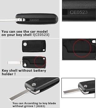 3-knapps brettet nøkkelhus for Citroen C1 C2 C3 C4 C5 C6 C8