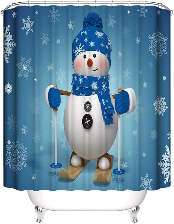 4-pack Blå Jultomte Duschdraperi Set 70,8×70,8 Vinter