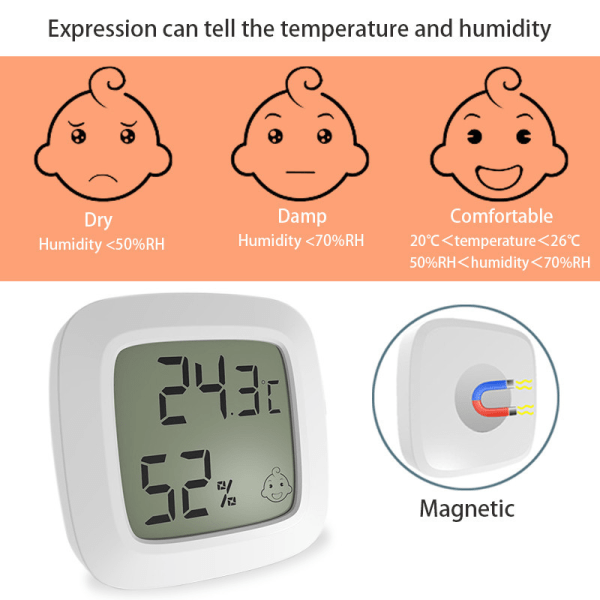 Mini LCD Indendørs Termometer Høj Præcision Digital Temperatur
