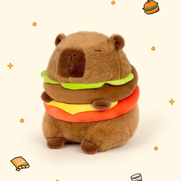 Realist 7,87 tum stor plysch Capybara hamburgare, mjuk och fluffig, söt present till barn