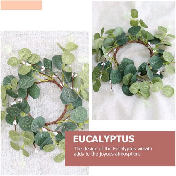 Blomsterkrans 2-delt sæt af lysringe, kunstig eucalyptus