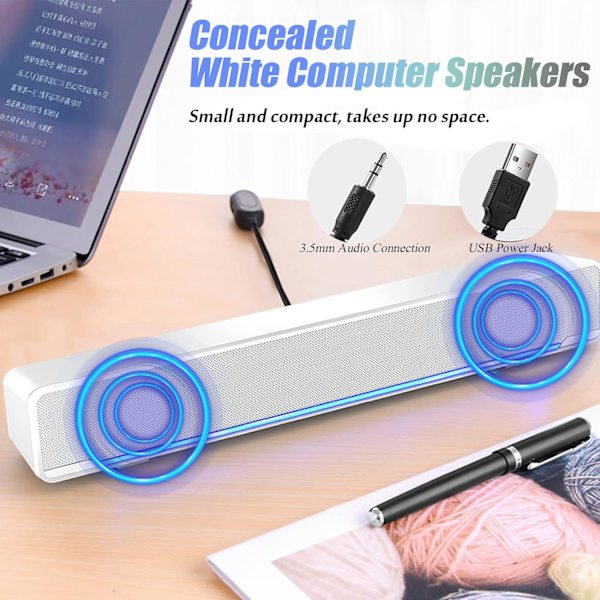 USB-kaiutin, Mini Kevyt Johdollinen Stereo PC-kaiutin LED