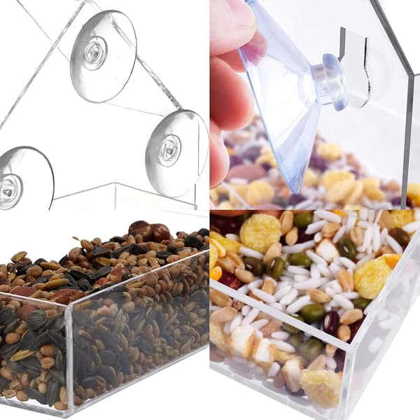 1 stk (Transparent) Transparent Foderautomat med Sugkopper