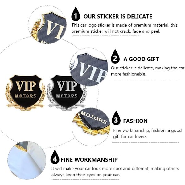 4 stk. Bilstickere, Bilsticker-Badges, Bilskjold-Badges