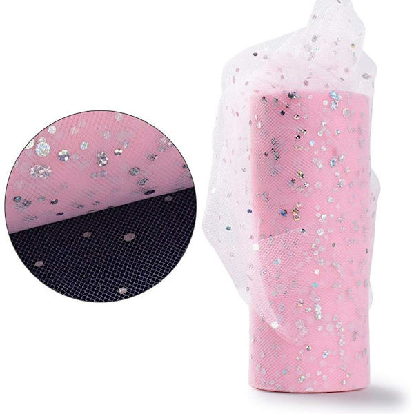 25 yards (22,5 meter) * 15 cm rulle av glittrande tyll med stjärnmönster