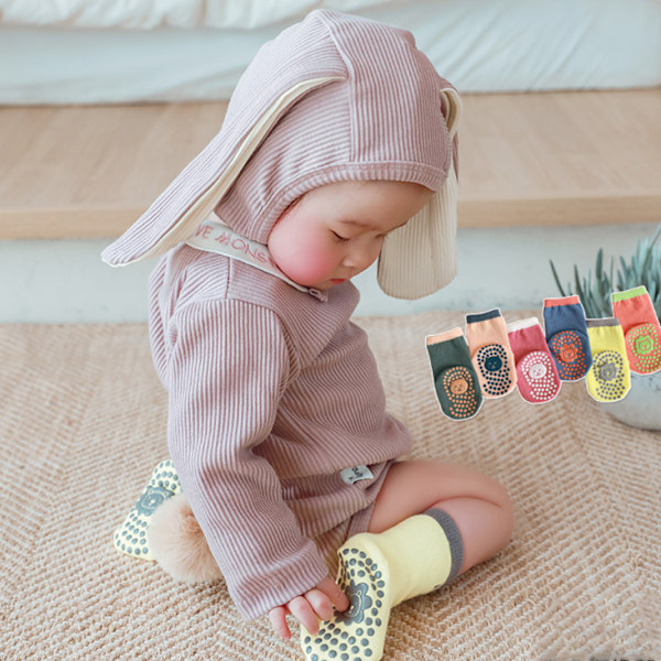 Färgblocktofflor Unisex Barn Bomull Blå Grå