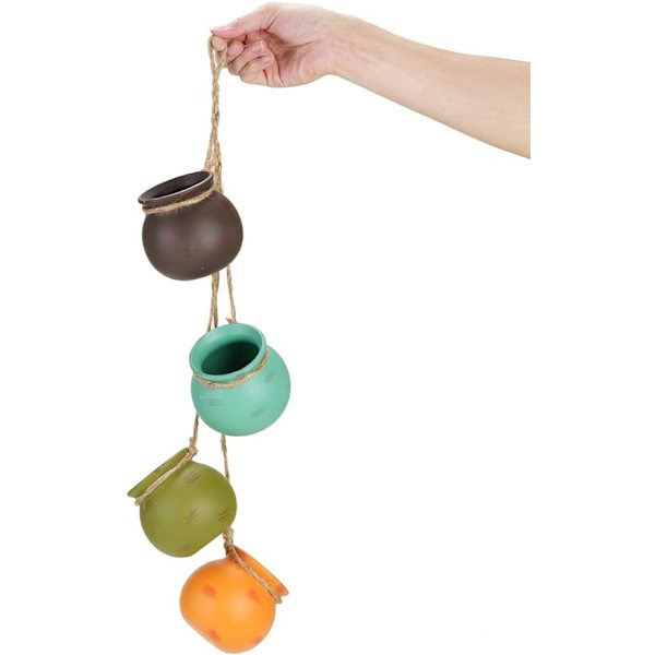 4 stk hengende plantepotter, hengende flerfargede keramiske potter,