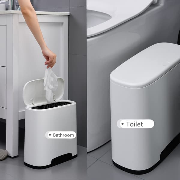 Smal Plast Soptunna med Trycklock, Vit
