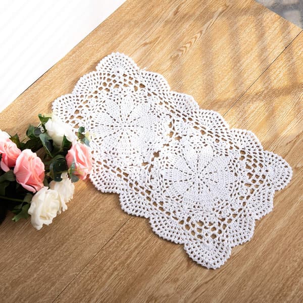 2 stk. 30*45cm Håndhæklede Udhulede Blomster Vævede Bucolic