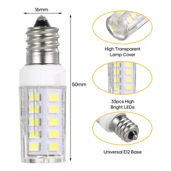 E12 Mini LED-lampor för hemmet 5W energisparande lampor för kylskåp mikrovågsugn