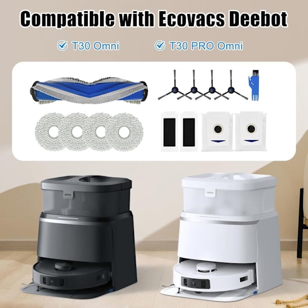 14 kappaleen vaihtotarvikepaketti Ecovacs Deebot T30 Omni T30 P -imurille