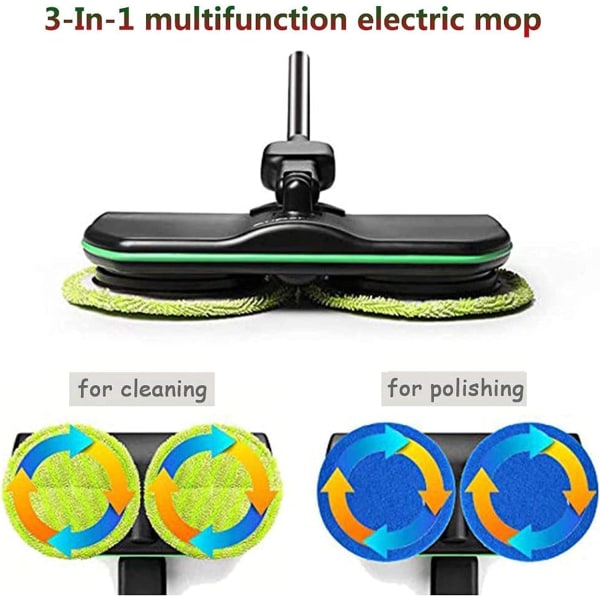 Elektroniske trådløse erstatningsmoppskrubbeputer, 8 mikrofiber