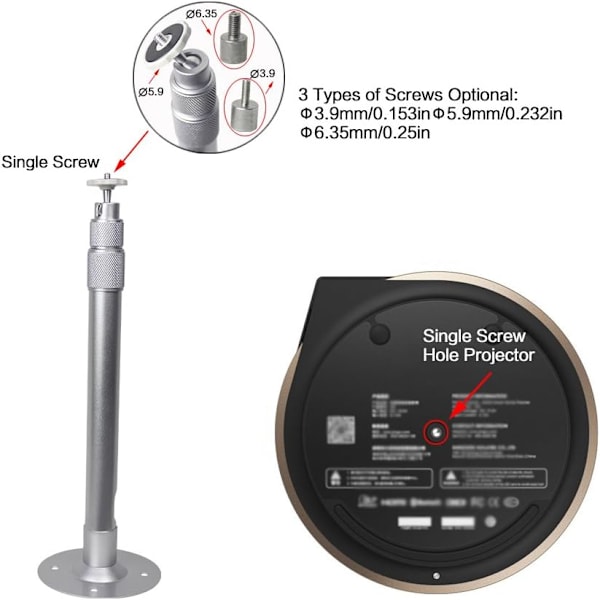 Justerbar Takfeste for Projektor 30-60cm - Opptil 3 kg - 360°