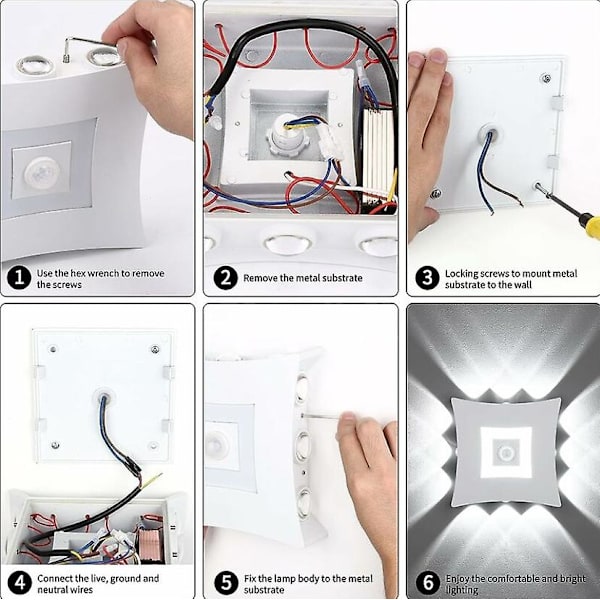 18W moderni LED-ulkoseinävalaisin PIR-liiketunnistimella, IP65-vedenkestävä seinävalaisin, 6000K viileän valkoinen alumiininen seinävalaisin puutarhaan