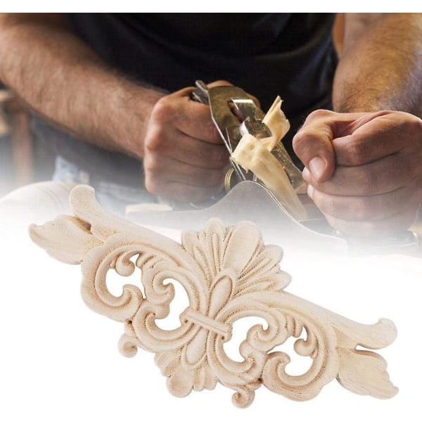 2Pcs Flower Carved Long Onlay Applique Carving Sticker Furniture Door Decoration(122*10.5*0.9CM)