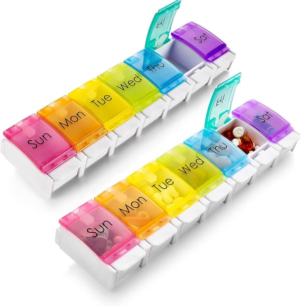 7-dagars pillerdoserare - (2-pack) med tryckknappshjälp
