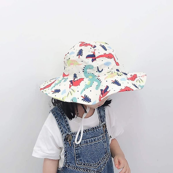 Barnebøttehatt Justerbar Solhatter Pustende Strandhatt For Gutter Jenter_fs Beige Dinosaur