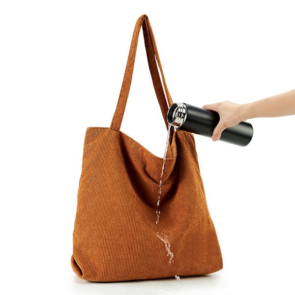 En Tjock Corduroy Tote Bag Svart Extra Stor Kapacitet Handväskor