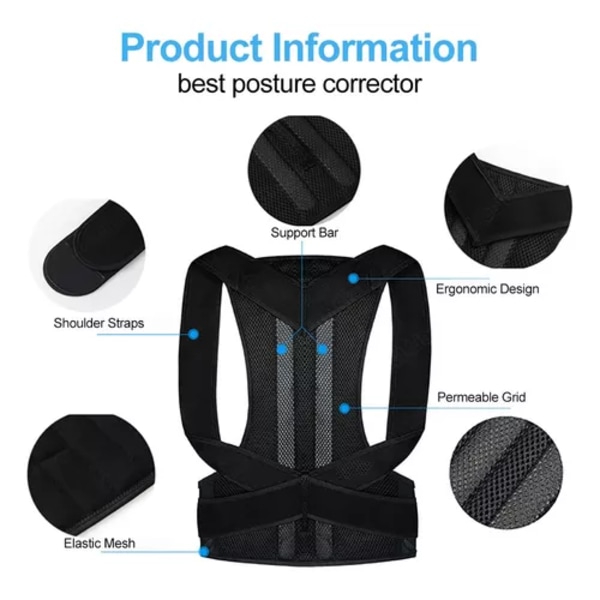 Unisex Ortopædisk Ryg Posture Korrigerende Veste, M