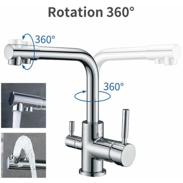 3-tie keittiöhana, 360° kääntyvä keittiöhana, juomavesihana