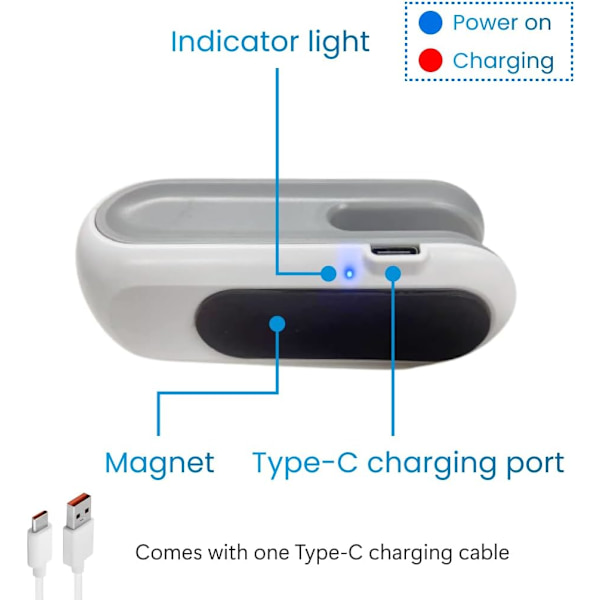 Mini Posejler, USB-C Genopladelig Posejler, 2 i 1 Posejler Varmestempling med Skærer og Magnet, Mini Poseforsegler