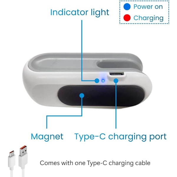 Miniposeforsegler, USB-C ladbare poseforsegler, 2 i 1 poseforsegler med kutter og magnet, Mini poseforsegler