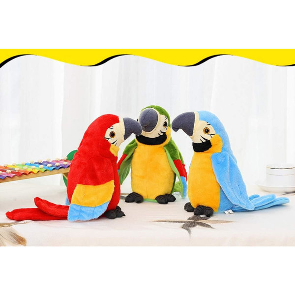 Den sötaste papegojleksaken imiterar ljud, fyller djur, upprepar
