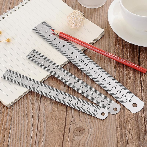 3 Pcs Ruler 10cm 20cm 30cm Ruler Tool for Students and Office (Stainless Steel Ruler)