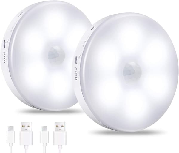 Bevegelsessensor nattlys, oppladbart LED nattlys med USB