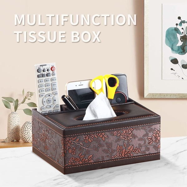 Multifunctional Rectangular Retro Leather Tissue Box Cover