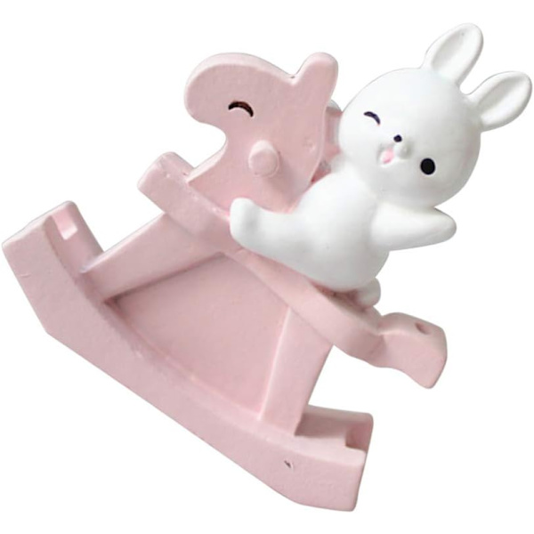 1 stk Figur Cake Topper Resin Miniatyr Kanin Gyngestol