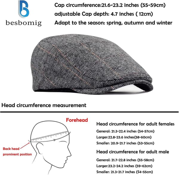 Herrar Beret Flat Cap Golf Driving Newsboy Hat Flat Cap - Ullfilt