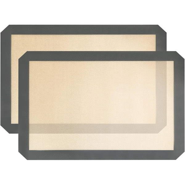 Silikon bagemåtte, ikke-klæbende, genanvendelig, fødevaresikker, 2-pak, beige/grå, rektangulær