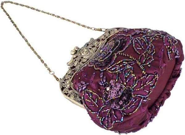 Kvinders Vintage Perlebesatte Sequin Blomster Aften Håndtasker