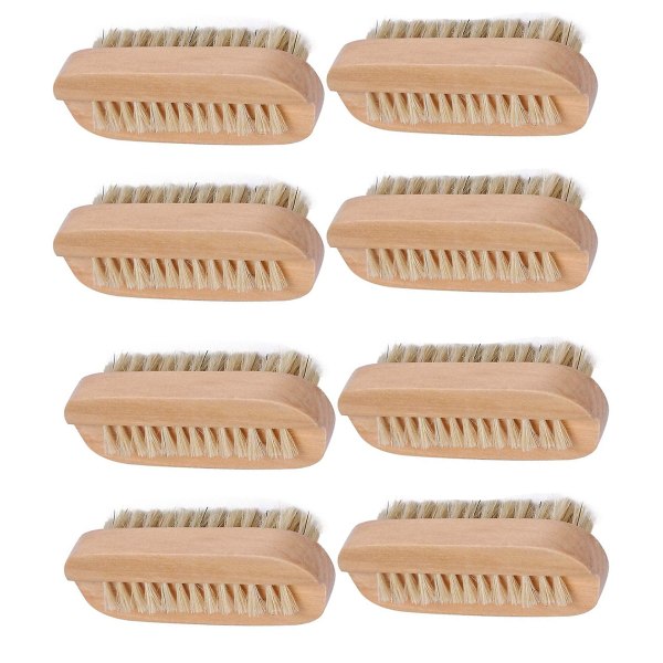 Paket med 8 träborst Ren nagelborste i trä för manikyr