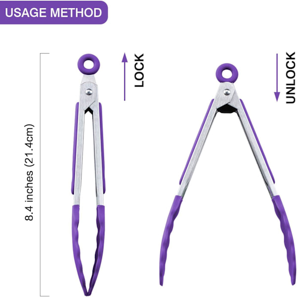 7\" Mini Silikon Serveringstänger Set om 3 - Lila