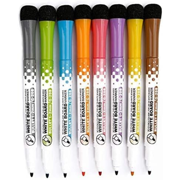 Tørrmærkepenne til whiteboard med viskelæderhætter (8 pak), magnetiske whiteboard-markører til børn, ultrafine spidser