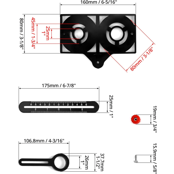 1 stk Sekskantet Multivinkel Linjal Flisåpner - Hullfolding