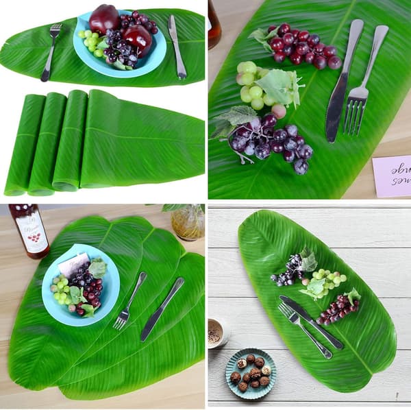 4 stk. Bananblad Simulering Bordmatte Fruktmatte Stemning
